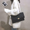 Fashion Women Shoulder Messenger Handbag Chain Leather Evening Bag (Black) A