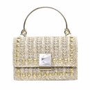 Straw Beach Bag Wild River Marble Pattern Woven Shoulder Bag Solid Color Di