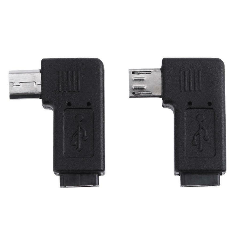 2pcs 90 Degree Micro USB Female to Micro USB Male Adapter Connector