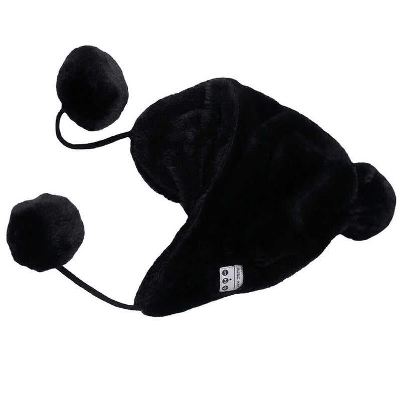 Bluetooth Headphones Beanie Hat Smart Wireless Headset Knit Smart Cap Black