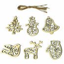 6pcs Christmas Wooden Slices Wood Crafts DIY Accessories Small Pendant for