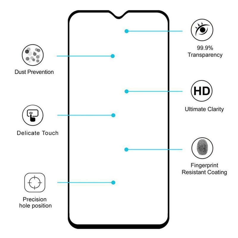 Hat-Prince Tempered Glass Screen Full Cover Protective Film for Redmi Note 8 Pro