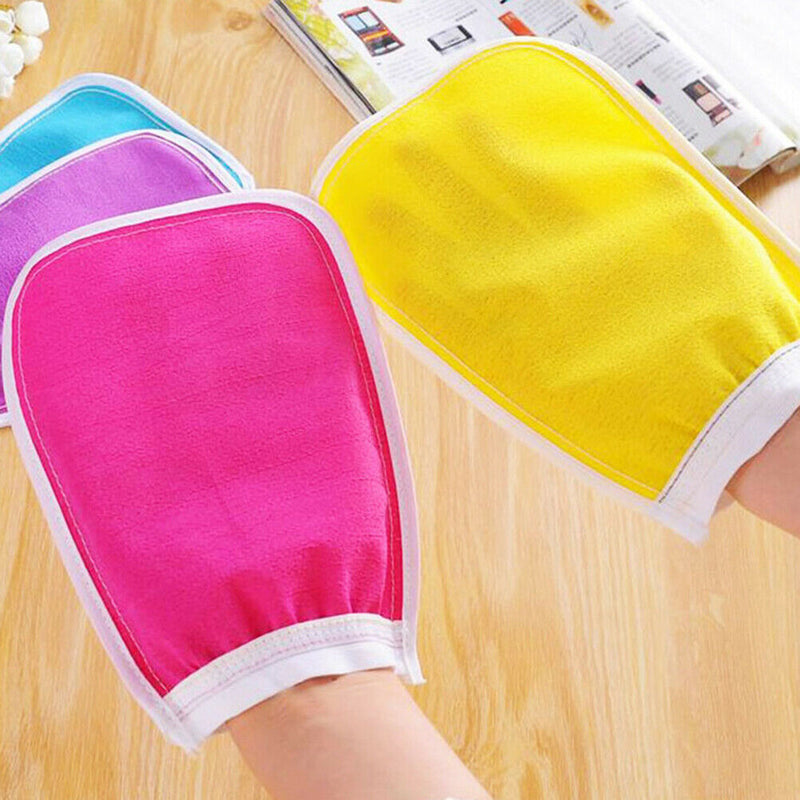 1PC Shower Exfoliator Two-sided Bath Glove Body Cleaning Scrub Mitt Ran Kw