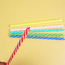 10X Colorful Reusable Hard Plastic Stripe Drinking Straw Clean Wedding Party
