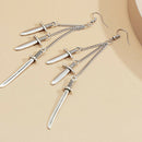 New Fashion Punk Tassels Sword Shape Pendant Drop Dangle Stud Earring Jewelr Ew