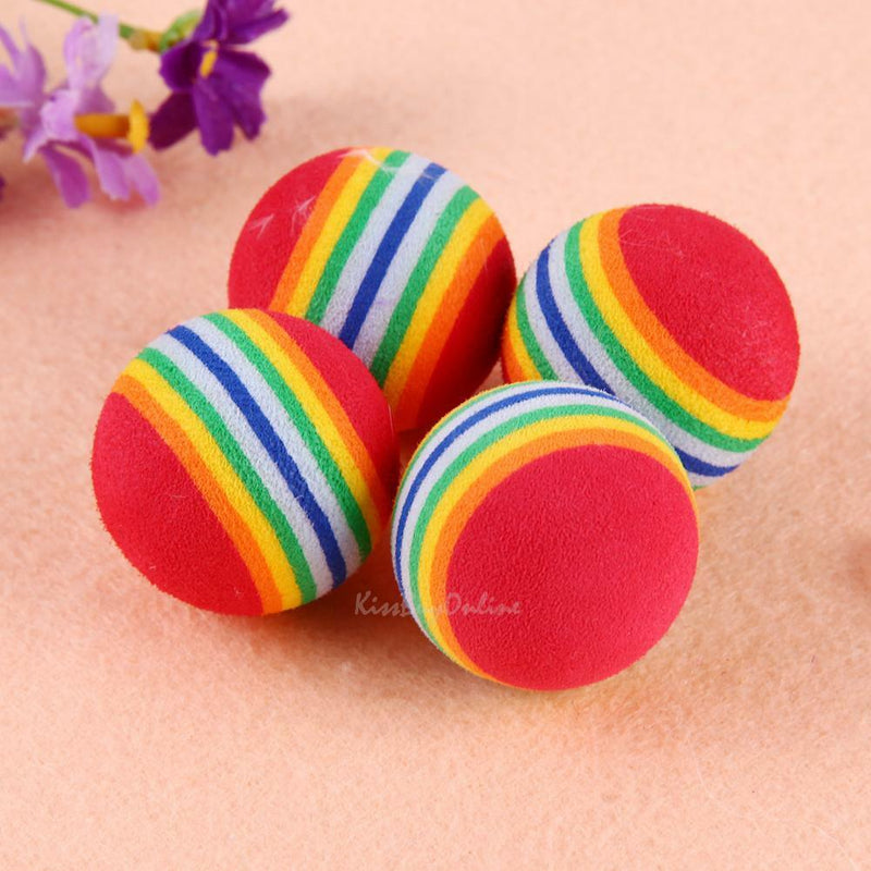 10pcs Rainbow Ball Pet Cat Kitten Soft Play Tennis Balls Activity Fun Chew Toys