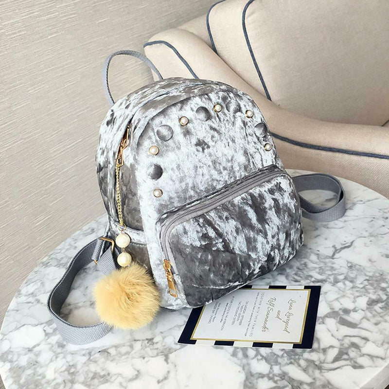 New Fashion Women Mini Velvet Backpack Casual Schoolbag For Teenage Girls