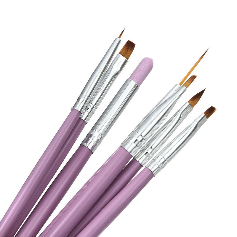 Pro 7x Nail Art UV Gel Painting Drawing Brushes Acrylic Flat Brush Set Kit Tool