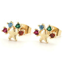 1 Pair Women Star colorful diamond stud earrings Jewelry Ear Stud Fashion