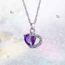 Crystal Pendant Necklace Love Heart Clavicle Chain Jewelry Gift (Purple)