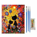 DIY Filling Oil Canvas Paint By Number Multi-Colored Cat Animals Painting GN
