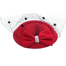 Women's Fascinators Hat Pillbox Hat Cocktail Party Hat with Dot Veil Bowkno