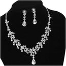 Rhinestone Wedding Bridal Jewelry Set Necklace Chain Ear Piercing Earrings
