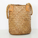 Wicker Handed Basket Beach Bag Shop Tote Flowerpot Planter Holder Yellow L