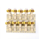 Cartoon Bee Wood Clips Photo Paper Pegs Clothespin Craft Decor with Hemp Rope FT