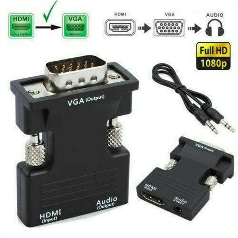 1*HDMI Female to VGA Male Converter w/ Audio Adapter Support 1080P Signal Output