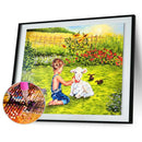 DIY Diamond Painting Kits Girl and Goat Full Round Drill Picture Handicraft