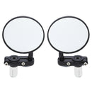 Universal Motorcycle Aluminum Black Handle Bar End Rearview Side Mirrors