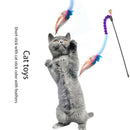 Cat Teasing Stick Colorful Pompom Feather Wand Fun Pet Teaser Rod Toys (04) A