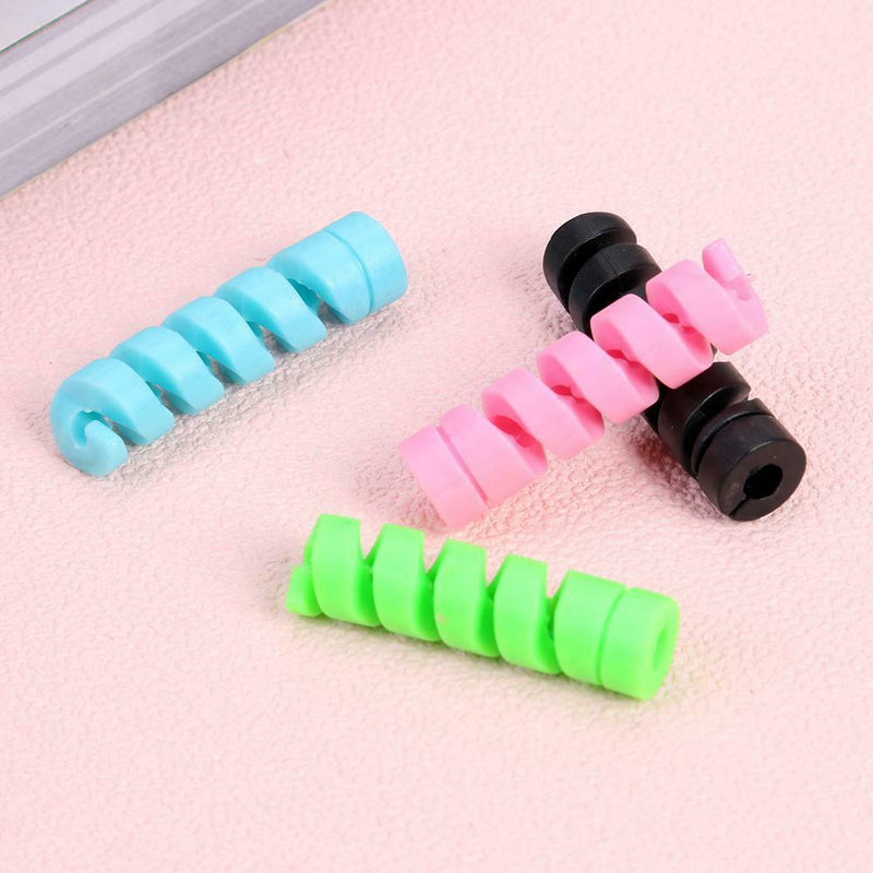 4pcs Spiral USB Data Cable Protective Covers Silicone Charging Wire Cases