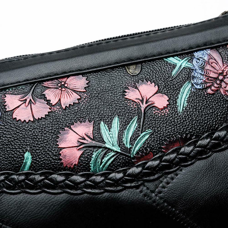 Casual Sheepskin Women Flower Print Shoulder Crossbody Clutch Bag (Style 2) A
