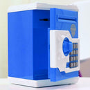 Electronic Piggy Bank ATM Password Money Automatic Save Safe Box(White Blue