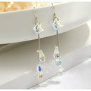 Fashion Transparent Crystal Geometric Earrings Women Stud Long Drop Hook Dangle