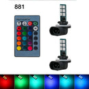 2Pcs 881 5050 LED RGB Car Headlight Fog Lights Lamp Bulb + Remote Accessories