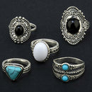 Ring Set 5 pcs Bohemian Boho Punk Ethnic-Turkish Afghan Festival