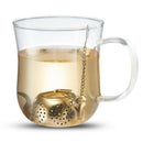 Stainless Steel Loose Leaf Tea Strainer with Chain and Drip Tray - Green Te