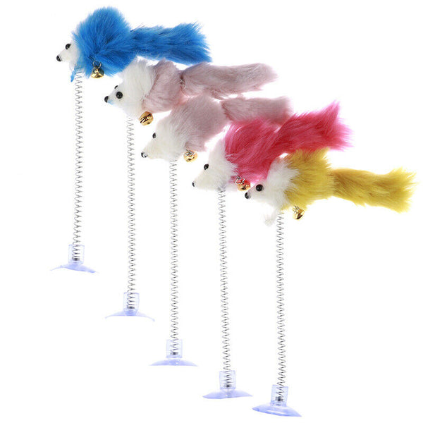 Plastic Cat Toys Feather Funny Cat Mice Shape False Mouse Bottom Sucker Elasti3C