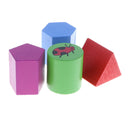 5 Piece Wooden Stacking Boxes Cubes w/ Geometric Blocks for Kids Education