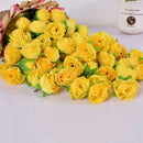 Yellow Fabric Silk Artificial Rose Flower Heads for Decoration Pack of 50pc M7Q1