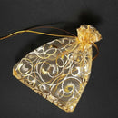 100pcs Champagne Eyelash Organza Drawstring Pouches Jewelry Party Wedding F A8Q5