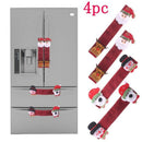 4 Pcs Set Christmas Decoration Microwave Oven Gloves Burlap Refrigerator Gl H7J9