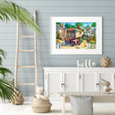 5D DIY Full Round Drill Diamond Painting Artless Village Cross Stitch Decor A