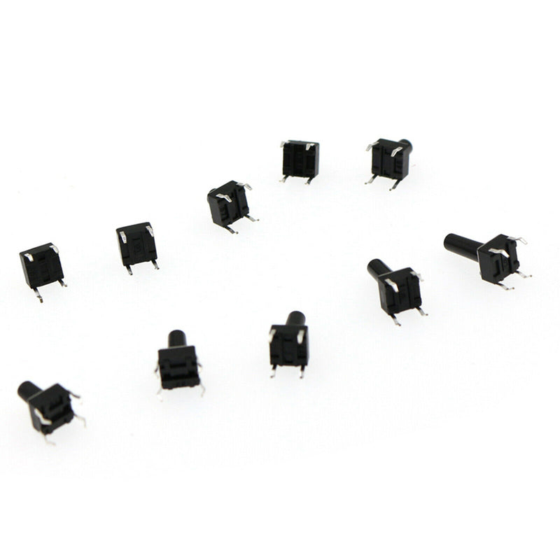 100PCS 6x6x4.3-13mm PCB Momentary Tactile Tact Push Button Switch Assortment