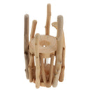 Glass Planter Tube Vase with Retro Solid Wooden Stand Creative Design