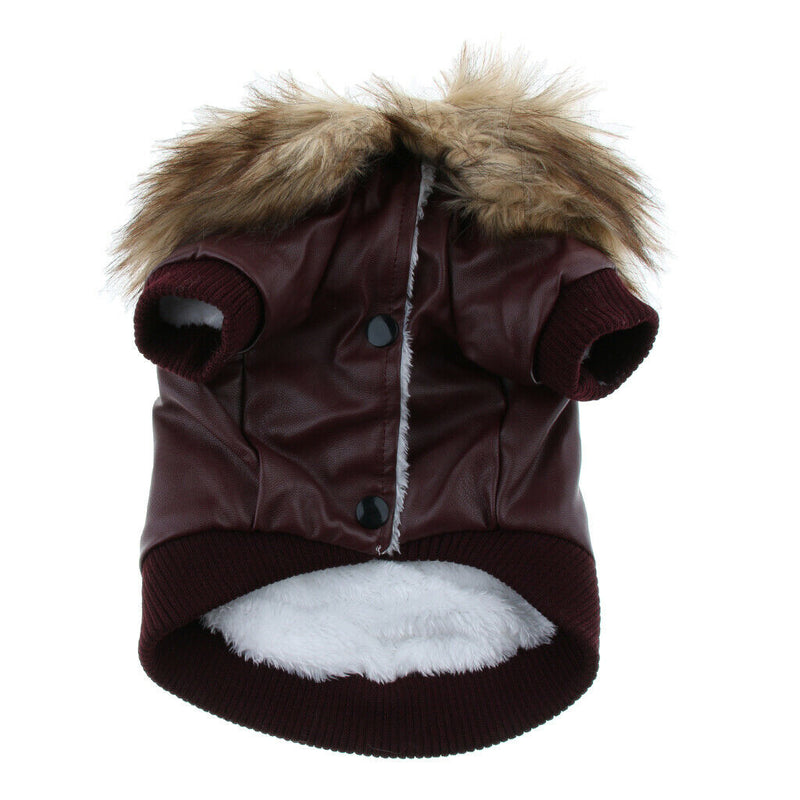 Pet Cat Dog Warm Clothes Winter Coat Dog Cat Pet Jacket Costume Wine Red XL