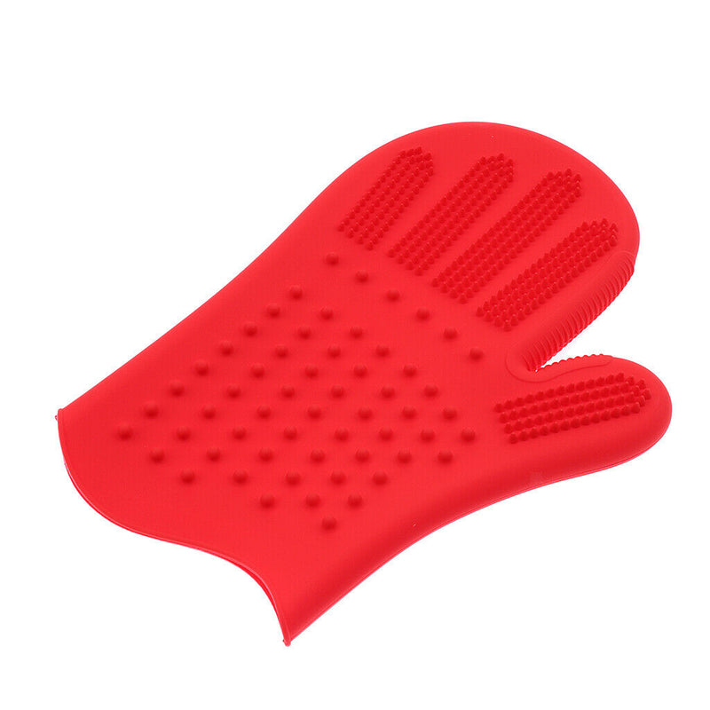 1Pcs Pet Cat Dog Bath Cleaner Grooming Glove Brush Hair Remover Red