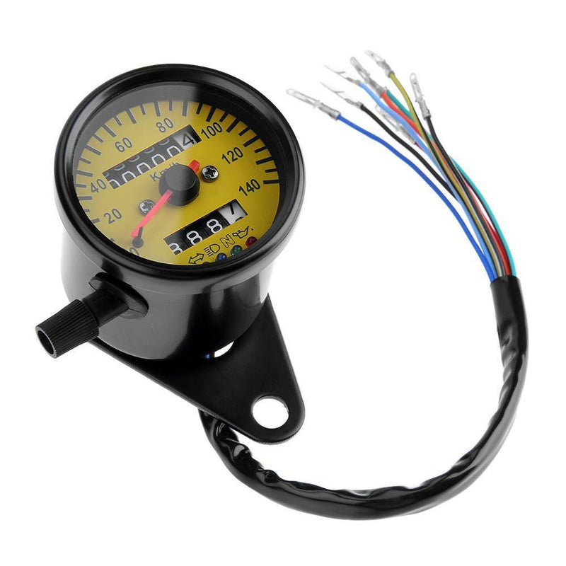 Universal LED Backlight Motorcycle Modify Odometer KM/H Speedometer Gauge Yellow