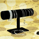 T-shaped velvet display unit for bracelets and watches Black