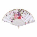 Floral Oriental Dance Party Wedding Folding Hand Fan Lace - White J6M8