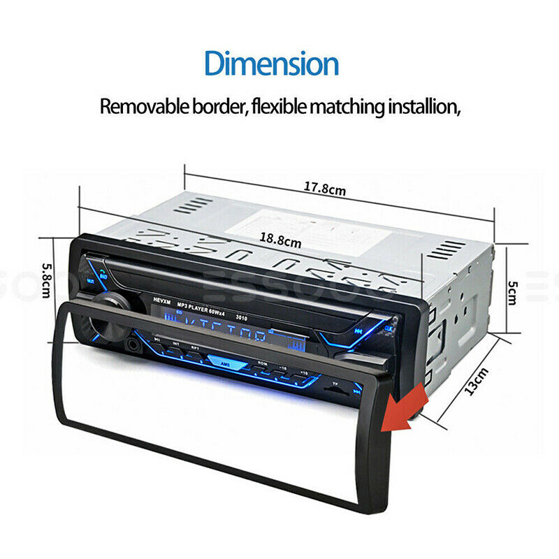 Car Stereo MP3 Player Bluetooth AUX USB TF FM Radio Audio In-dash Handsfree BSE