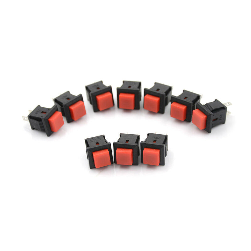 10X 125VAC 1A Red Square SPST NonLocking Reset/Self-locking Push Button Switc.AU