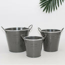 1xNordic Garden Planter Flower Plant Bucket for Weeding Decor- Dark Gray