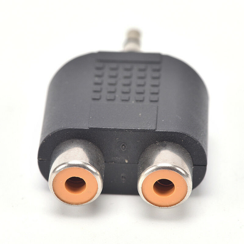2X 3.5mm Male to 2 RCA Female Y Splitter AV-Audio Video Plug Converter-AdapB ES