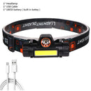 USB 18650 Rechargeable Battery LED Headlamp COB Work light 2 Mode With Magne Hn