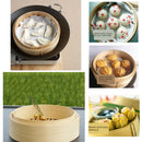 2X Chinese Bamboo Steamer Basket Round Dim Sum Chicken Steamer Tray 20cm