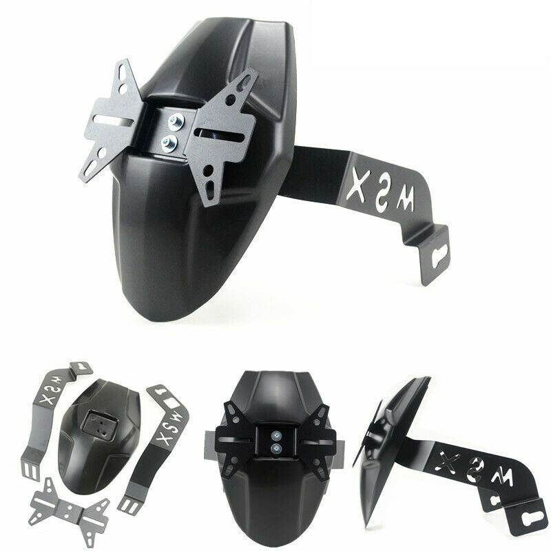 Motorcycle Rear Mudguard Wheel Tire Splash Cover Guard with License Plate B R9F7